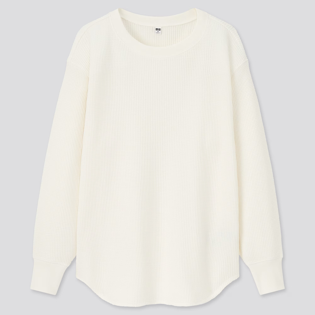 UNIQLO(ユニクロ)の未使用　UNIQLO ワッフルクルーネックT レディースのトップス(Tシャツ(長袖/七分))の商品写真