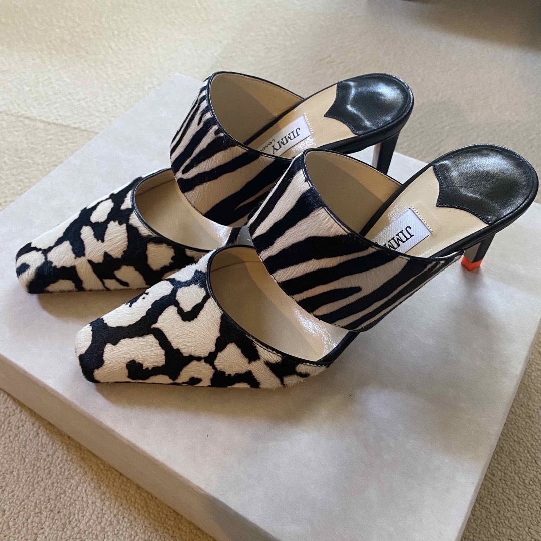 新品 Jimmy Choo Animal Print ミュール サンダル 34