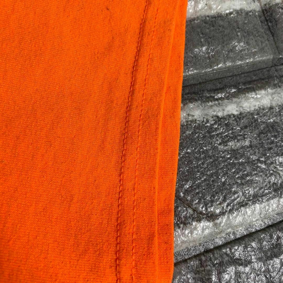 両面プリントTシャツ USA古着 ゆるだぼ デカロゴ 野球 オレンジ メンズのトップス(Tシャツ/カットソー(半袖/袖なし))の商品写真