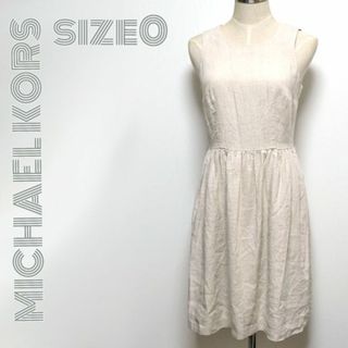 マイケルコース(Michael Kors)のマイケルコース■美品　リネンノースリーブワンピース　膝丈　0/XSサイズ　キナリ(ひざ丈ワンピース)