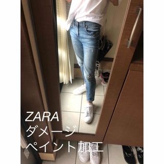 ザラ(ZARA)のZARA ダメージデニム　ペイント加工(デニム/ジーンズ)