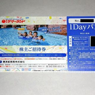 東京サマーランド　株主優待　株主ご招待券1枚　1day パス　東京都競馬　夏季可(遊園地/テーマパーク)