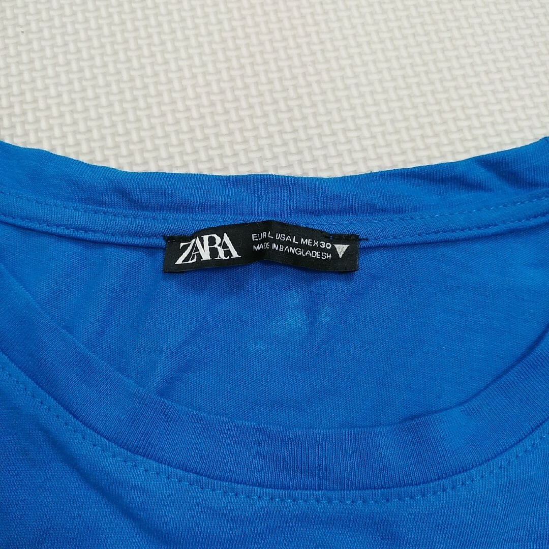 ZARA(ザラ)のZARA　レディース　半袖　Tシャツ　無地　青色　夏　L レディースのトップス(Tシャツ(半袖/袖なし))の商品写真