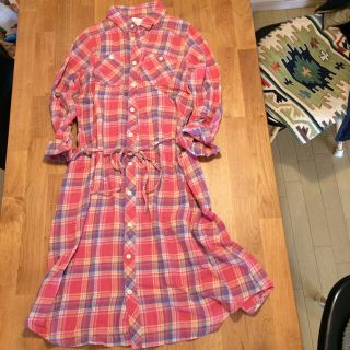 めっこ様専用☆チェック ロングシャツワンピース(ロングワンピース/マキシワンピース)