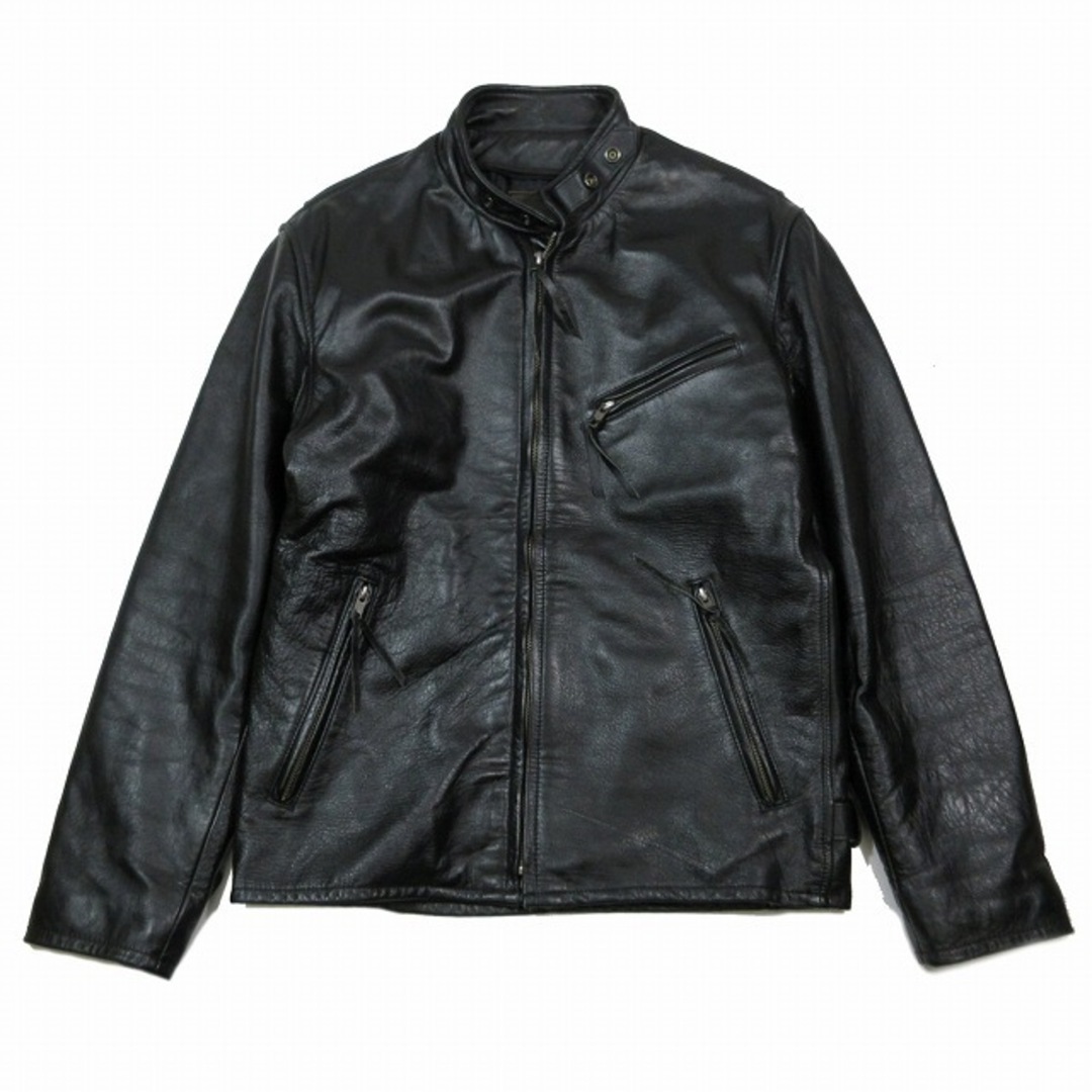 良品 Liugoo Leathers シングルライダース レザージャケット 黒-