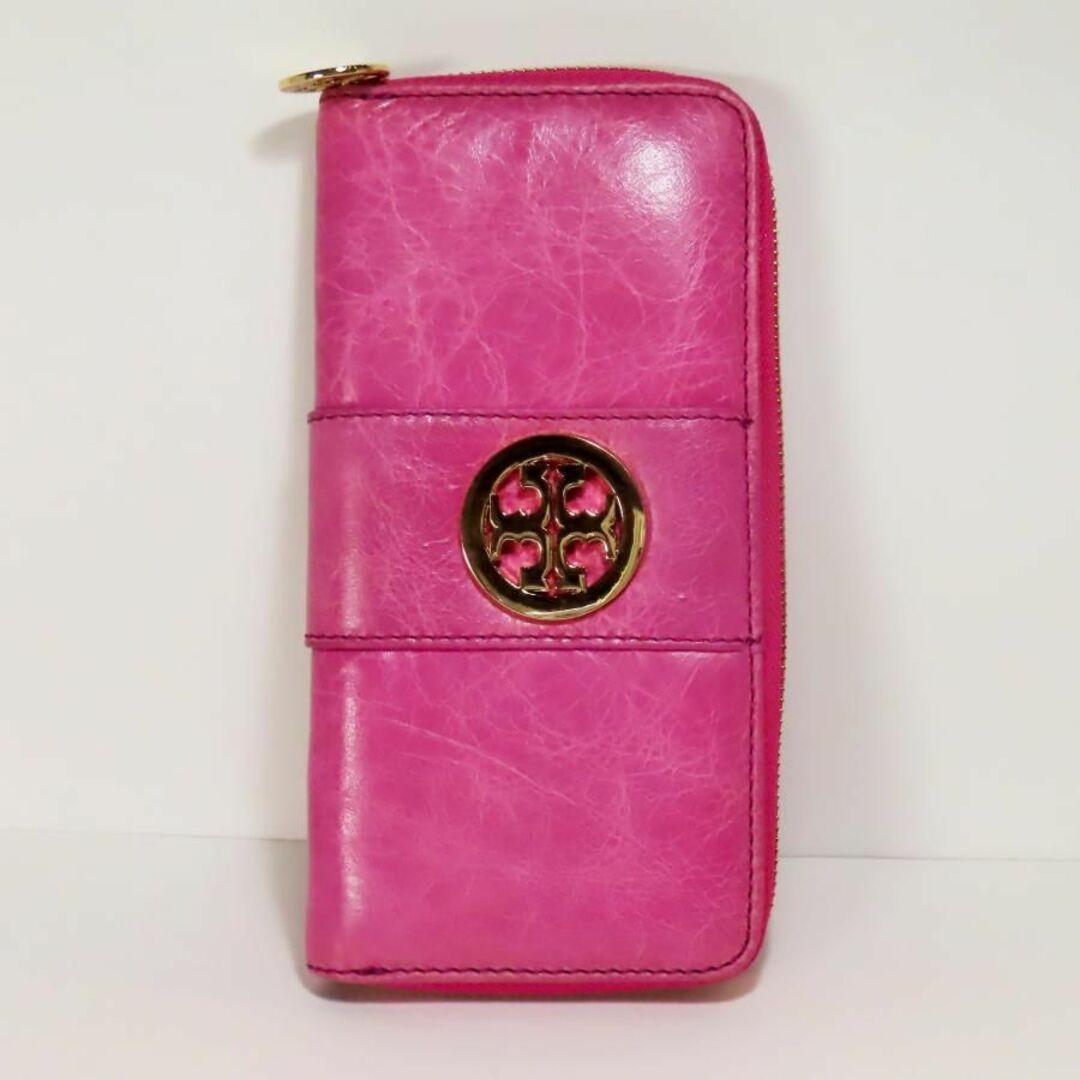 美品 TORY BURCH トリーバーチ ラウンドファスナー 長財布 レザー