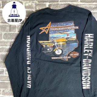 ハーレーダビッドソン(Harley Davidson)のハーレーダビッドソン☆ロンT 90s バッグプリントUSA古着 ゆるだぼ(Tシャツ/カットソー(七分/長袖))