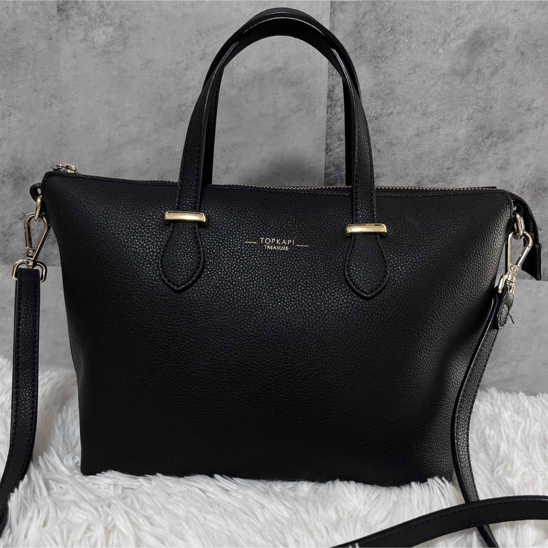 極美品 トプカピ TOPKAPI 2way ハンド ショルダー レザー ブラック