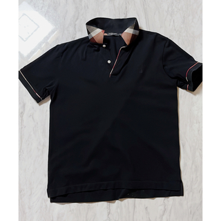 バーバリーブラックレーベル(BURBERRY BLACK LABEL)のブラックレーベル　ポロシャツ　ロゴ刺繍　Ｌサイズ　バーバリー　tシャツ　ブラウス(ポロシャツ)
