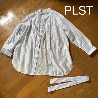 プラステ(PLST)のPLSTシアーシャツ　ブルー　Sサイズ(シャツ/ブラウス(長袖/七分))