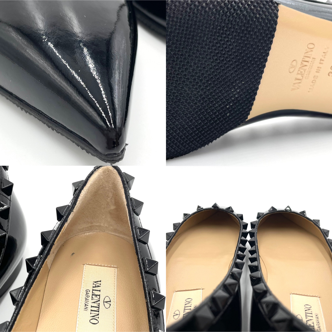 valentino garavani(ヴァレンティノガラヴァーニ)のヴァレンティノ ガラヴァーニ ロックスタッズ エナメル フラットパンプス 23㎝ レディースの靴/シューズ(ハイヒール/パンプス)の商品写真