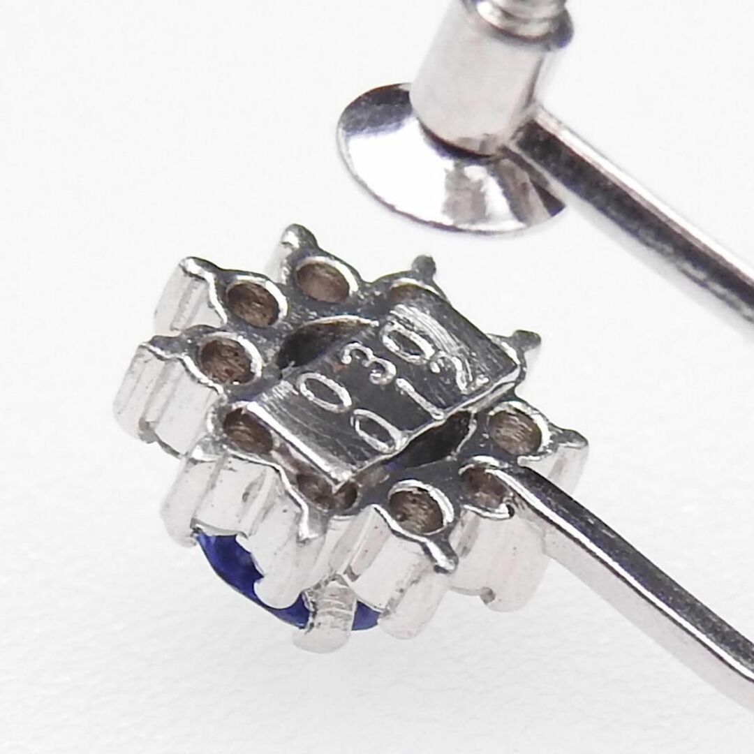 美品 PT900 イヤリング サファイア0.300ct ×2 D0.12ct×2