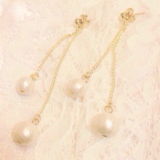 No.1 ふたつのコットンパールピアス(ピアス)
