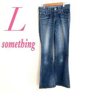 サムシング(SOMETHING)のSOMETHING サムシング　デニムパンツ　フレア　カジュアル　ブルー　L(デニム/ジーンズ)