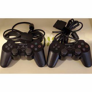 プレイステーション2(PlayStation2)のPS2コントローラー 純正品 ブラック　２個セット(家庭用ゲーム機本体)