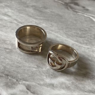 2点セット GUCCI WG リング(8、11号)指輪 男女兼用 シルバー925-