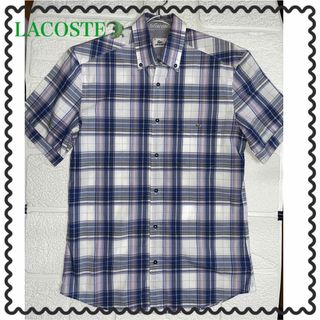 ラコステ(LACOSTE)の【中古美品】LACOSTE 半袖 オックスフォードシャツ チェック柄 メンズM(シャツ)