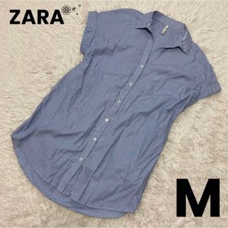 ザラ(ZARA)のSALE‼️ZARA trf Collection ブラウス ストライプ ブルー(シャツ/ブラウス(半袖/袖なし))