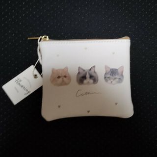 猫　ねこ　ネコ　𓃠　可愛いポーチ　新品　合成皮革　小物入れ(コインケース)