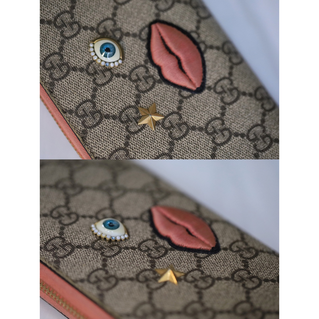グッチ 長財布 希少 GGスプリームエンブロイダーレッドフェイス 刺繍 限定品