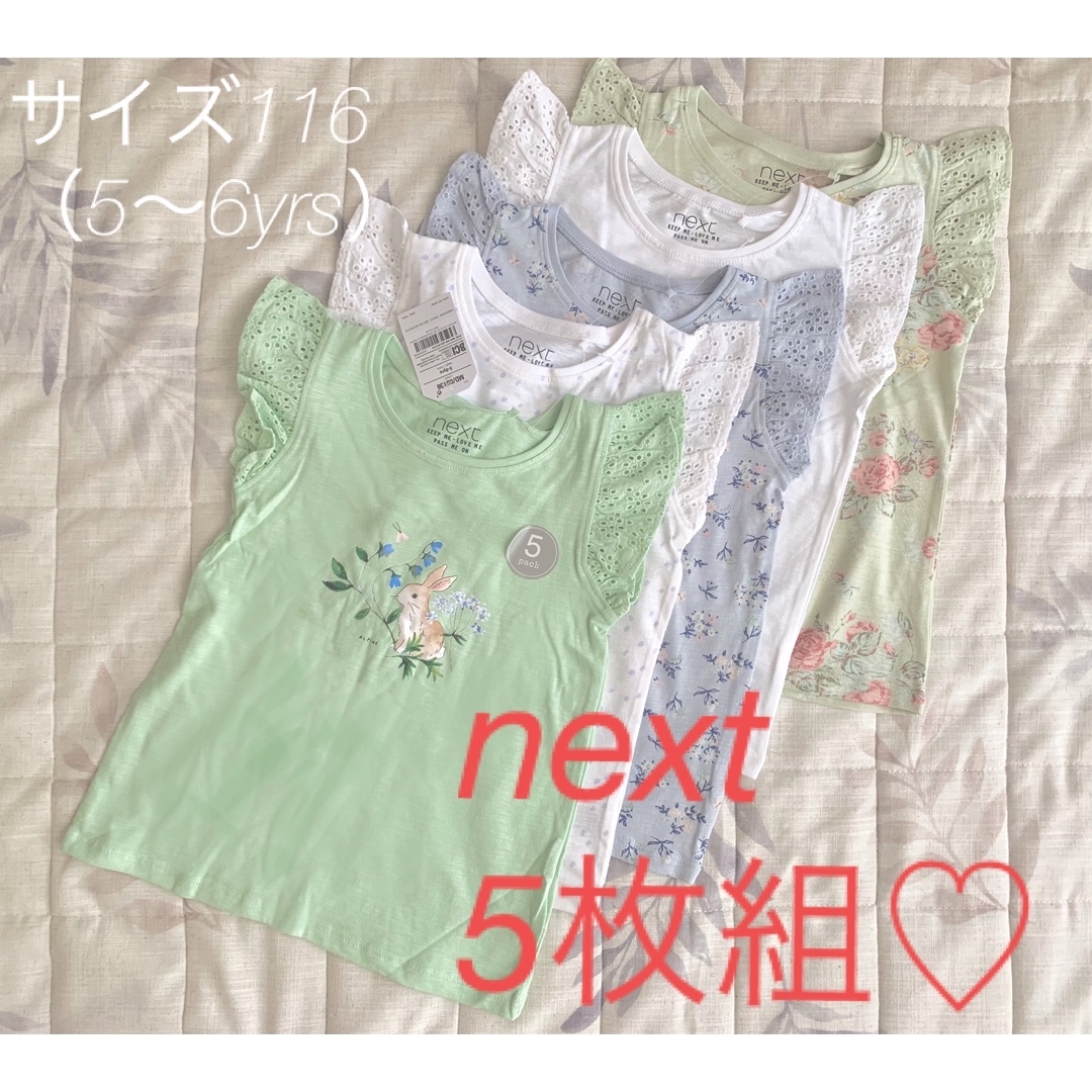 NEXT(ネクスト)の◆レア！next キッズTシャツ5枚組【タグ付き新品】サイズ116◆カットソー キッズ/ベビー/マタニティのキッズ服女の子用(90cm~)(Tシャツ/カットソー)の商品写真