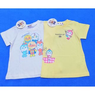 アンパンマン(アンパンマン)の新品　100cm　アンパンマン　女の子半袖Tシャツ2枚セット　イエロー×アイボリ(Tシャツ/カットソー)