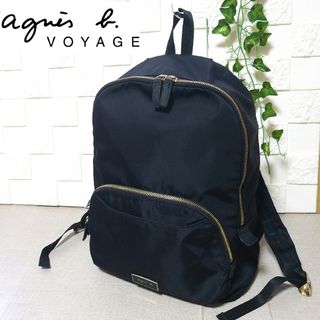 agnes b VOYAGE リュック　大容量　ナイロン　ロゴプレート　ネイビー