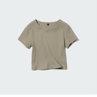 ユニクロ(UNIQLO)のUNIQLOリブクロップドT(半袖)(Tシャツ(半袖/袖なし))