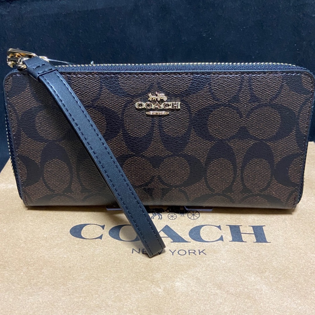 COACH - ギフト⭕️ コーチ 人気のダークブラウンシグネチャー 男女 長