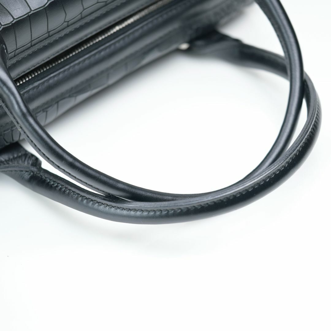 LONGCHAMP(ロンシャン)のロンシャン ハンドバッグ ミニボストンバッグ レザー クロコ型押し ブラック  レディースのバッグ(ハンドバッグ)の商品写真