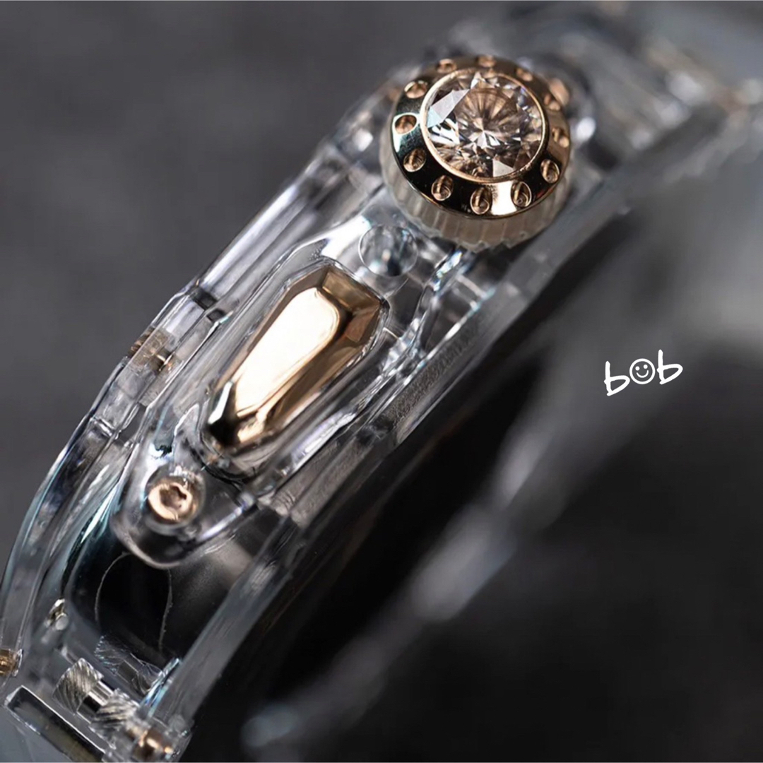 44mm Apple Watch クリア＋ローズゴールド ケースバンド ベルトの通販