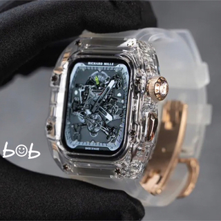 44mm Apple Watch クリア＋ローズゴールド ケースバンド ベルトの通販