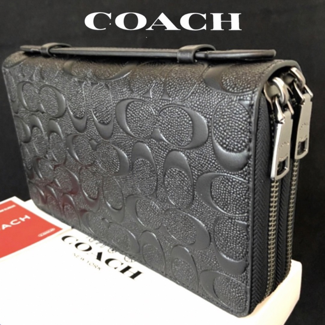 COACH(コーチ)のコーチ ダブルジップ 本革シグネチャー ダブルファスナー 長財布 メンズのファッション小物(長財布)の商品写真