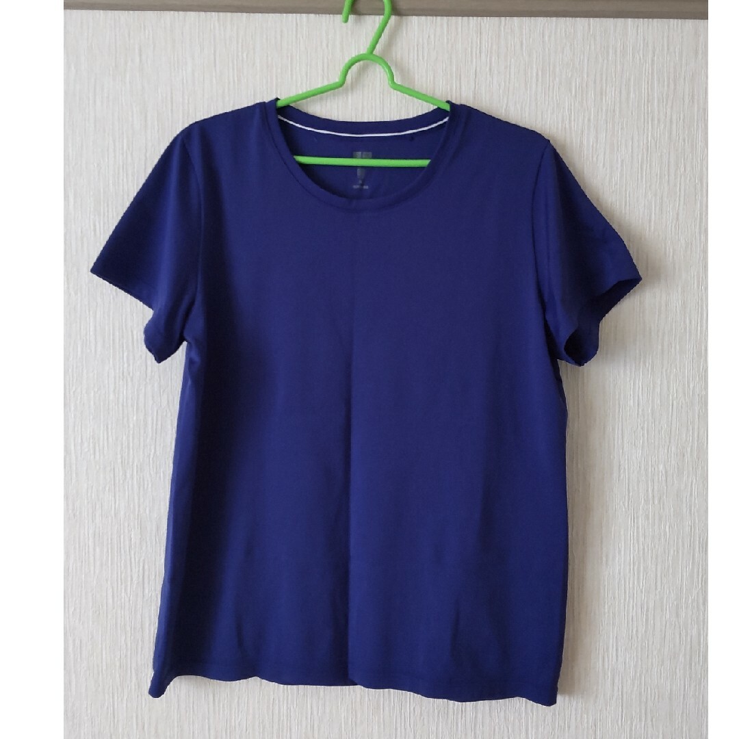 UNIQLO(ユニクロ)のUNIQLO AIRism ドライTシャツ ブルー レディースのトップス(Tシャツ(半袖/袖なし))の商品写真