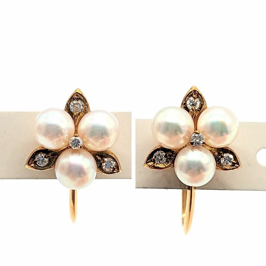 箱付き TASAKI タサキ パール ダイヤ イヤリング 750 アコヤパール