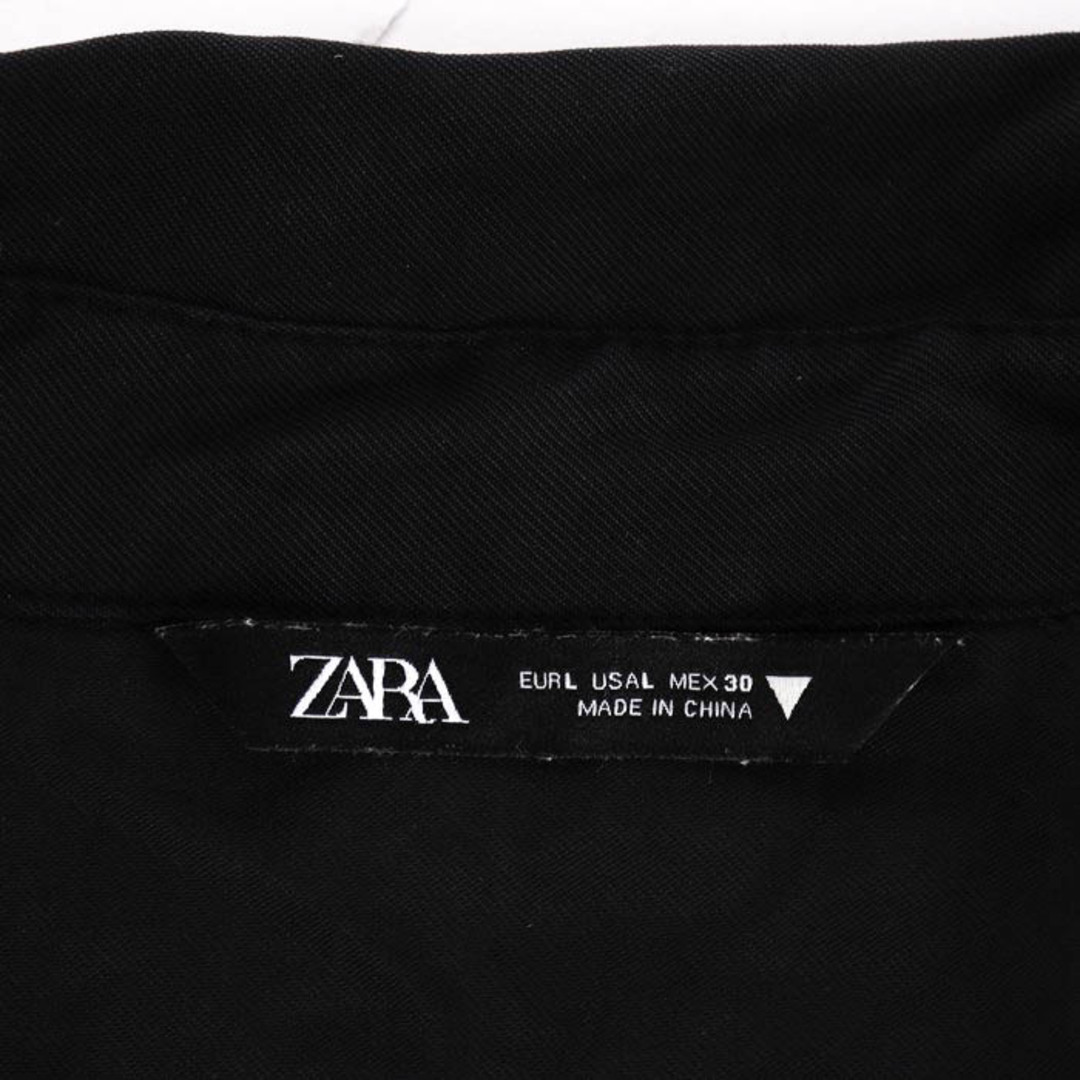 ザラ ティアードワンピース 長袖 シャツワンピース ストレッチ 大きいサイズ チュニック レディース USA Lサイズ ブラック ZARA 1