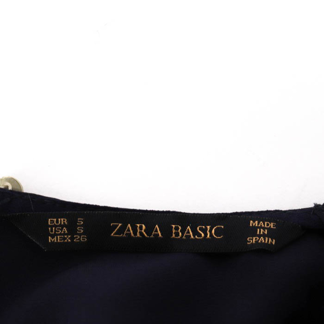 ザラベーシック ワンピース フレンチスリーブ ラウンドネック フォーマル ストレッチ レディース USA Sサイズ ネイビー ZARA BASIC 1