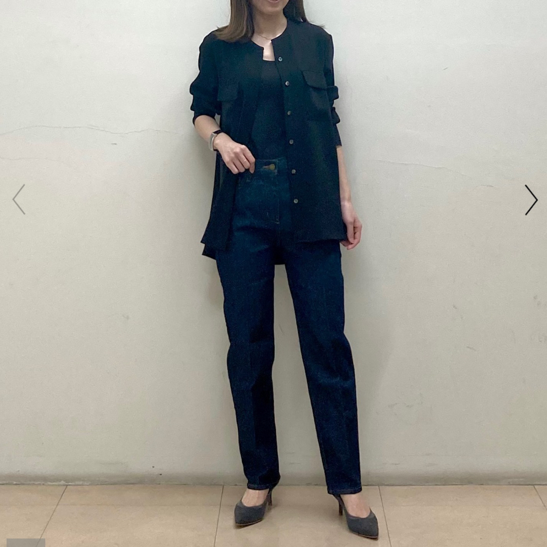 theory - theory 23SS バンドカラー ポケットデザインブラウス 黒の ...