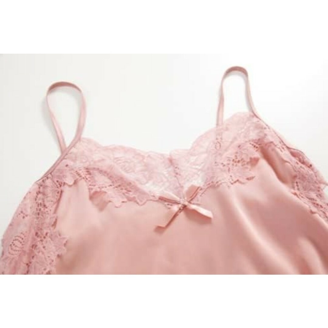 女性　セクシー　ネグリジェ　ノースリーブ ナイトウエア ピンク　フリーサイズ レディースのルームウェア/パジャマ(ルームウェア)の商品写真