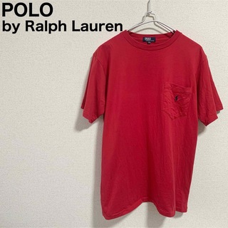 ラルフローレン(Ralph Lauren)のポロバイラルフローレン Tシャツ 赤 ナイガイ 90s ポケT ワンポイントロゴ(シャツ)