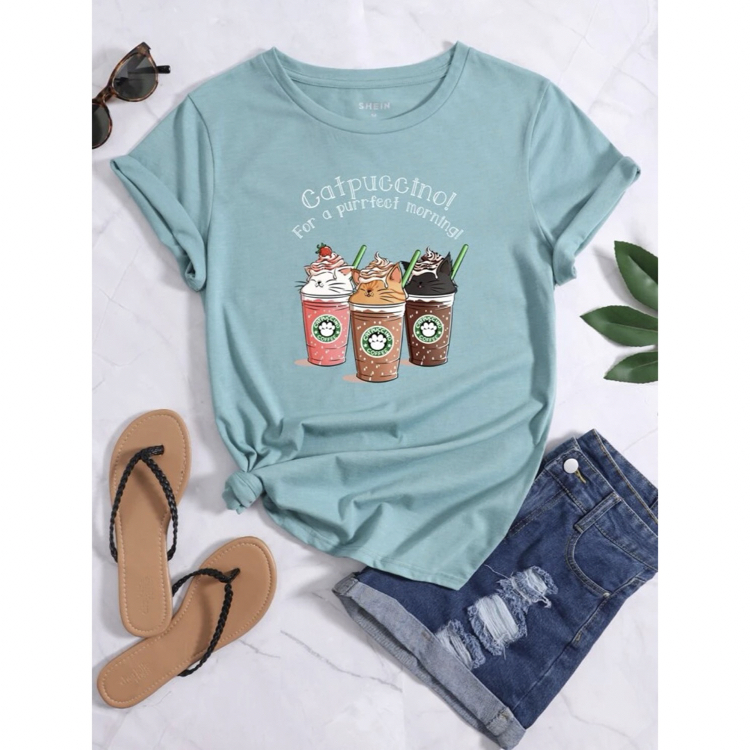SHEIN 猫柄Tシャツ５種Mサイズ レディースのトップス(Tシャツ(半袖/袖なし))の商品写真