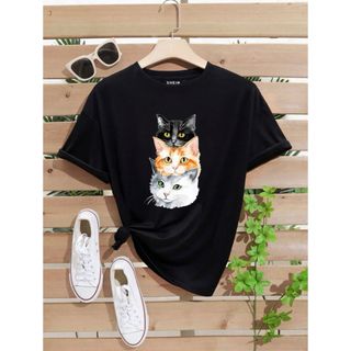 SHEIN 猫柄Tシャツ５種Mサイズ(Tシャツ(半袖/袖なし))