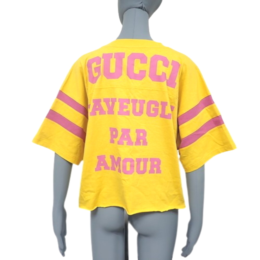 Gucci(グッチ)のグッチトップス 921 L'Aveugle Par Amour プリントTシャツ コットン イエロー黄 ピンク桃 40802064827 レディースのトップス(Tシャツ(半袖/袖なし))の商品写真