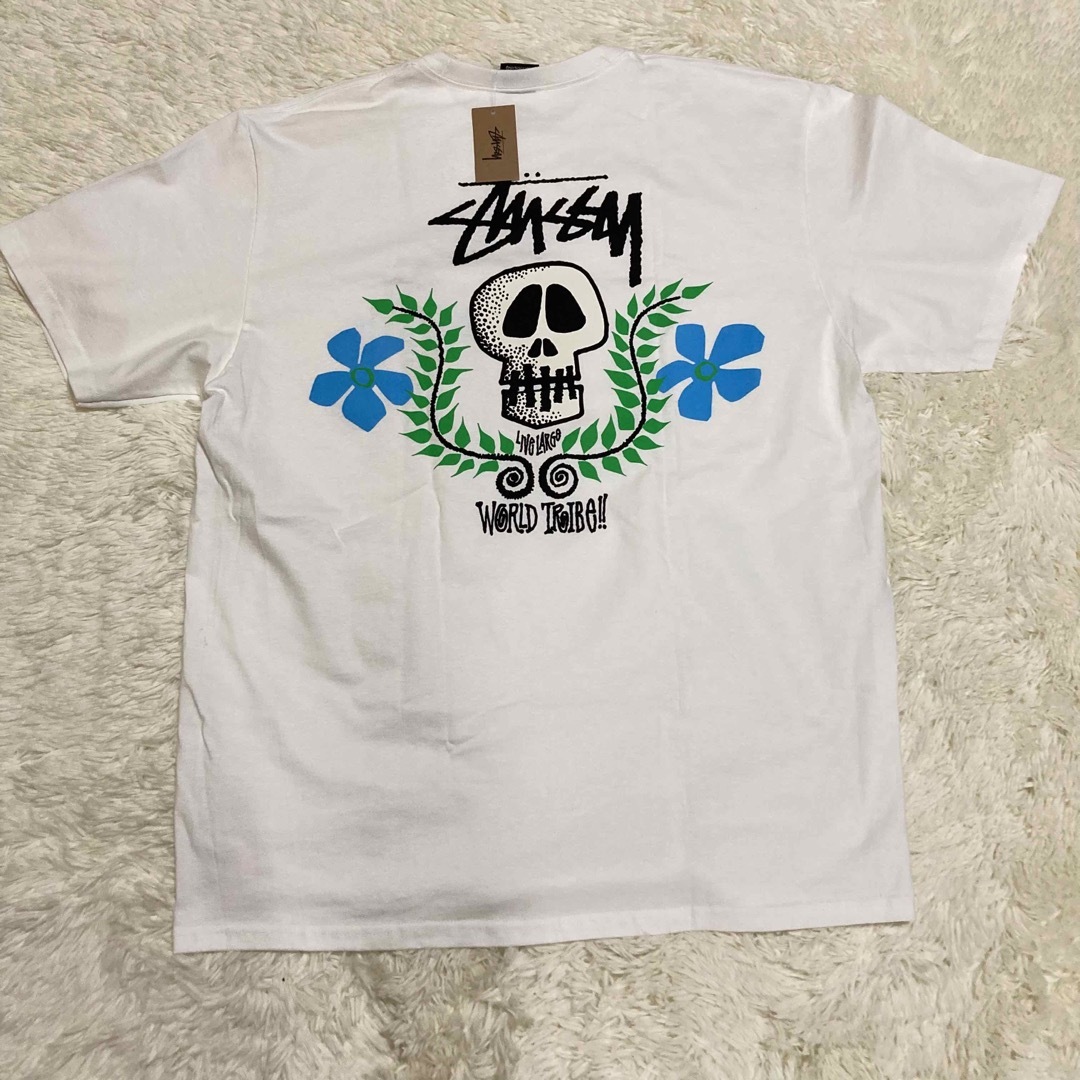 希少 stussy（ステューシー）メキシコ製黒タグスカルフラワープリントTシャツ