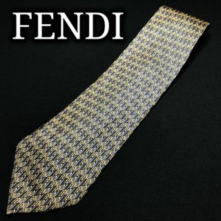 フェンディ(FENDI)のフェンディ 全面ロゴ ネイビー ネクタイ A107-Q02(ネクタイ)