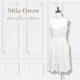 ミラオーウェン(Mila Owen)のm26⭐️新品タグ付き【ミラオーウェン】ノースリーブワンピース オフホワイト 白(ひざ丈ワンピース)