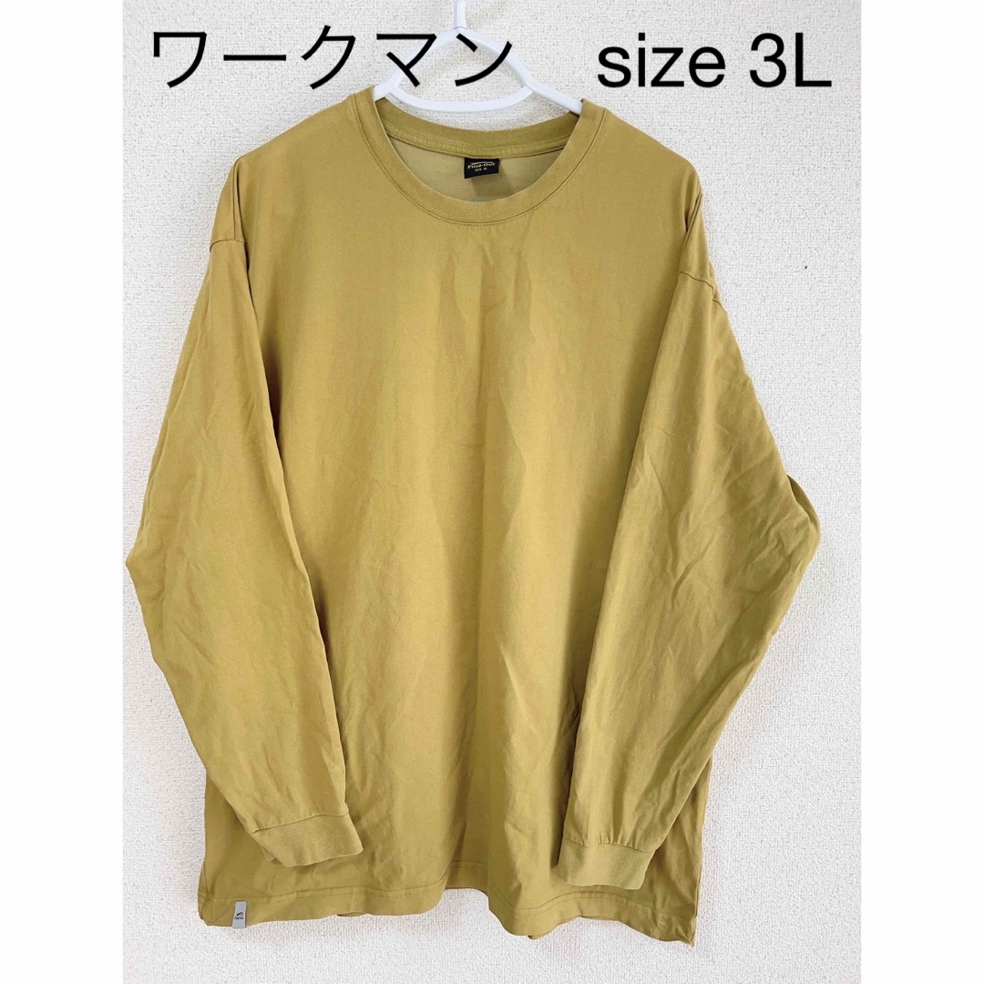 WORKMAN(ワークマン)のワークマン Find Out 3L ロンT からし色 無地 オーバーサイズ　黄色 メンズのトップス(Tシャツ/カットソー(七分/長袖))の商品写真