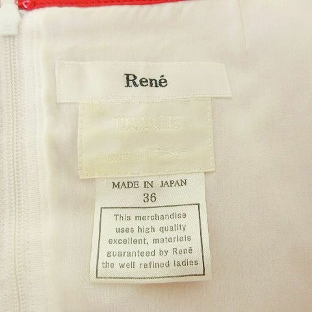 René - ルネ TISSUE チェック レース ワンピース ドレス 36 赤 レッド ...