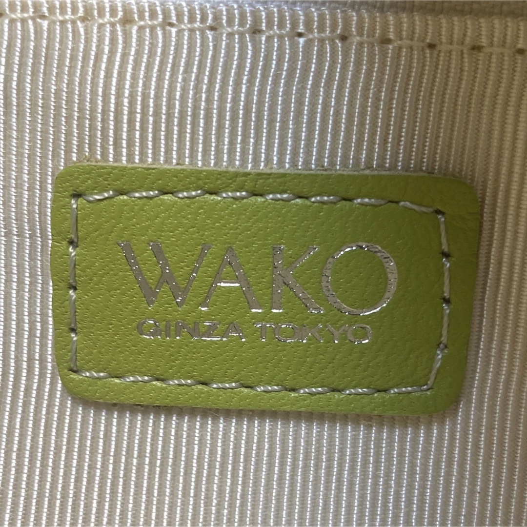 【美品】WAKO ワコウ 銀座和光 ライトグリーン レザー 肩掛け トートバッグ