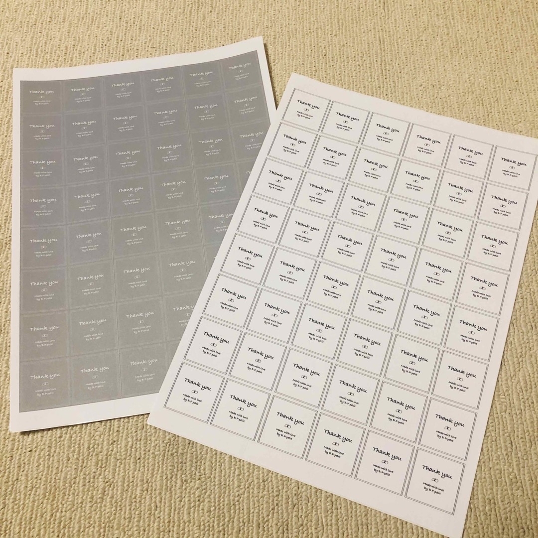 ミルフィーユ様専用 サンキューシール 正方形 2シート(48枚) 96回分 ハンドメイドの文具/ステーショナリー(カード/レター/ラッピング)の商品写真
